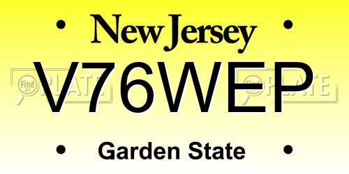 V76WEP New Jersey License Plate