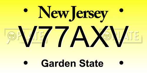 V77AXV New Jersey License Plate