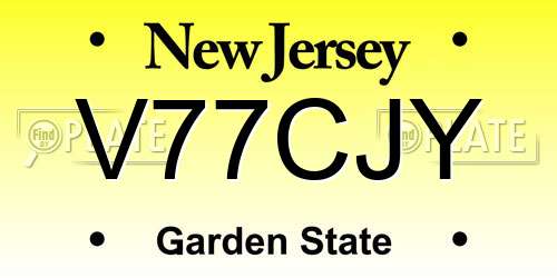 V77CJY New Jersey License Plate