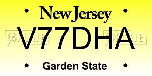 V77DHA New Jersey License Plate