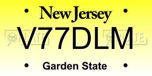 V77DLM New Jersey License Plate
