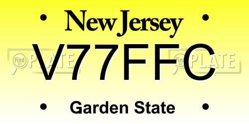 V77FFC New Jersey License Plate