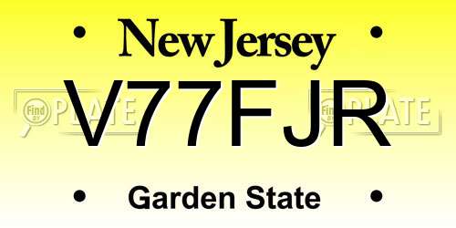 V77FJR New Jersey License Plate