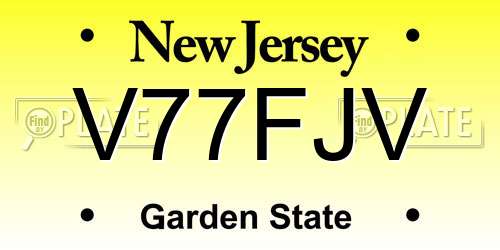 V77FJV New Jersey License Plate
