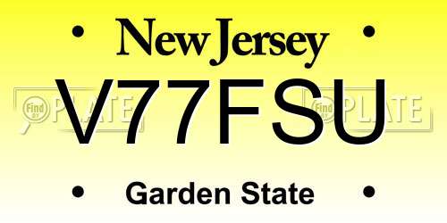 V77FSU New Jersey License Plate