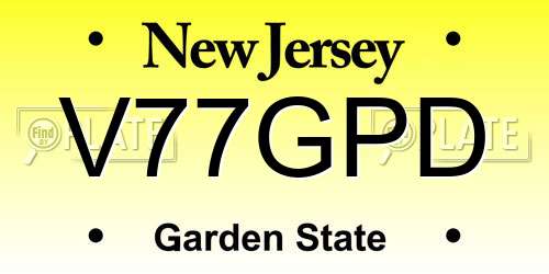 V77GPD New Jersey License Plate