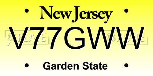 V77GWW New Jersey License Plate