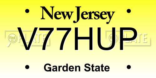V77HUP New Jersey License Plate