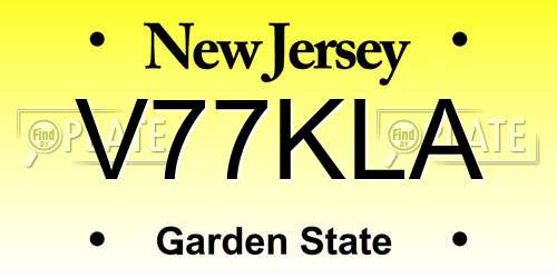 V77KLA New Jersey License Plate