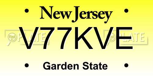 V77KVE New Jersey License Plate