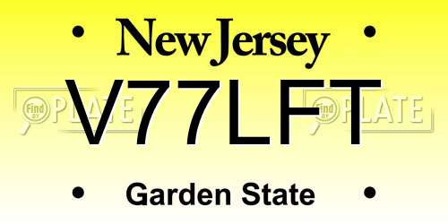 V77LFT New Jersey License Plate