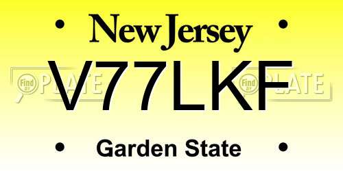 V77LKF New Jersey License Plate