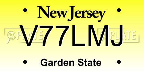 V77LMJ New Jersey License Plate
