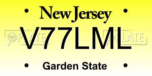 V77LML New Jersey License Plate