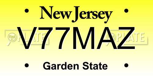 V77MAZ New Jersey License Plate