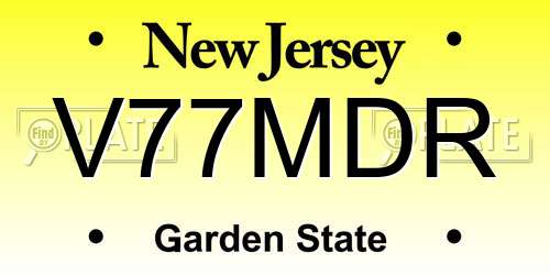 V77MDR New Jersey License Plate