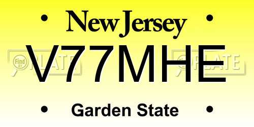 V77MHE New Jersey License Plate