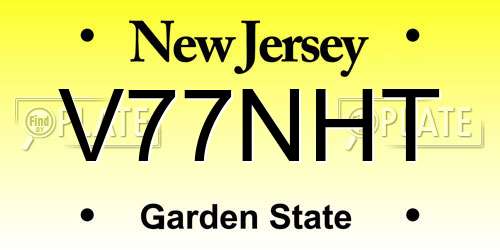 V77NHT New Jersey License Plate