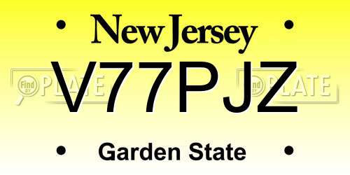 V77PJZ New Jersey License Plate