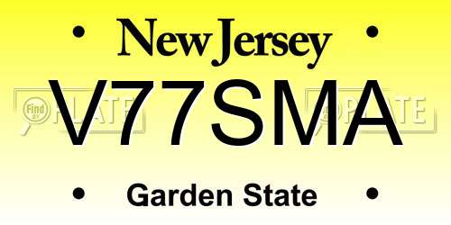 V77SMA New Jersey License Plate