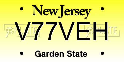V77VEH New Jersey License Plate