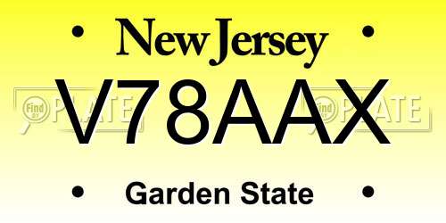 V78AAX New Jersey License Plate