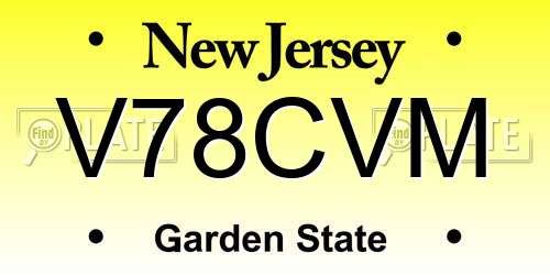 V78CVM New Jersey License Plate