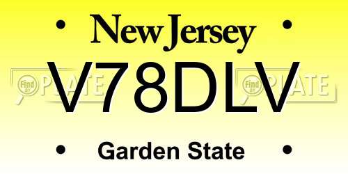 V78DLV New Jersey License Plate