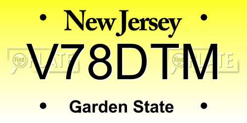 V78DTM New Jersey License Plate