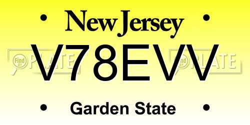 V78EVV New Jersey License Plate
