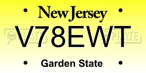 V78EWT New Jersey License Plate