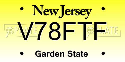 V78FTF New Jersey License Plate