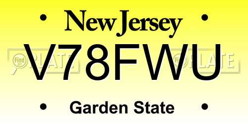 V78FWU New Jersey License Plate