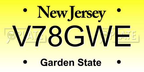 V78GWE New Jersey License Plate