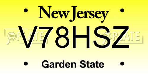 V78HSZ New Jersey License Plate