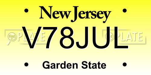 V78JUL New Jersey License Plate