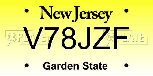 V78JZF New Jersey License Plate