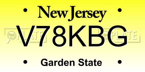 V78KBG New Jersey License Plate
