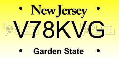 V78KVG New Jersey License Plate