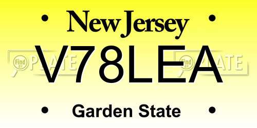 V78LEA New Jersey License Plate