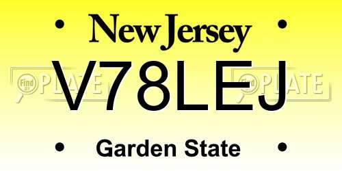 V78LEJ New Jersey License Plate
