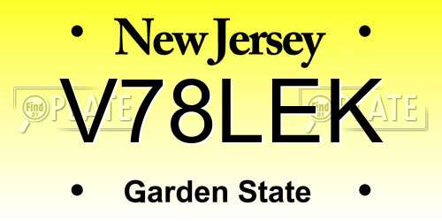 V78LEK New Jersey License Plate