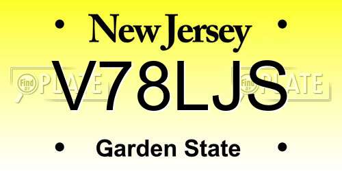 V78LJS New Jersey License Plate