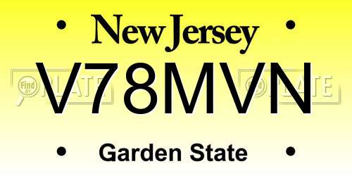 V78MVN New Jersey License Plate
