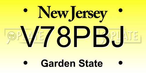 V78PBJ New Jersey License Plate