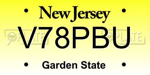 V78PBU New Jersey License Plate
