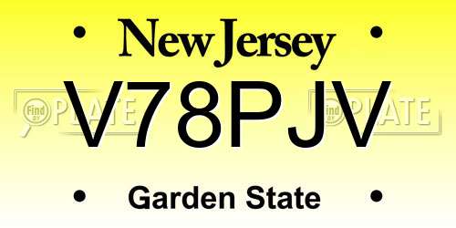 V78PJV New Jersey License Plate