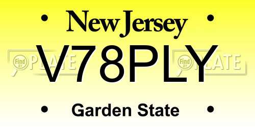 V78PLY New Jersey License Plate