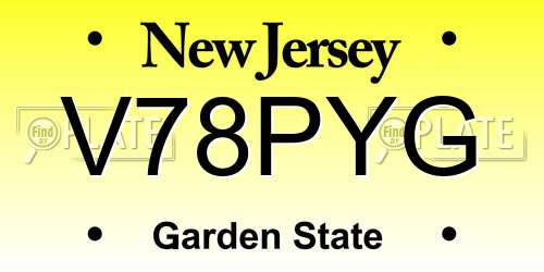 V78PYG New Jersey License Plate