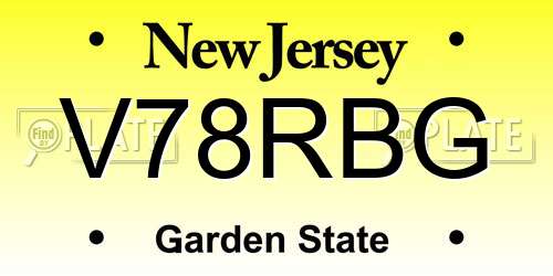 V78RBG New Jersey License Plate